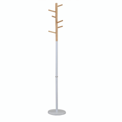 Vješalica, prirodno drvo/bijeli metal, HORST