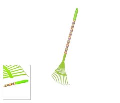 Kinder-Lamellenrechen aus Metall, Holzgriff, farbige Streifen, 76 cm x