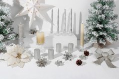 MagicHome Weihnachtskerze, 4,8x8 cm, zylindrisch, Packung. 4 Stk., Silber, mit Glitzer, Advent