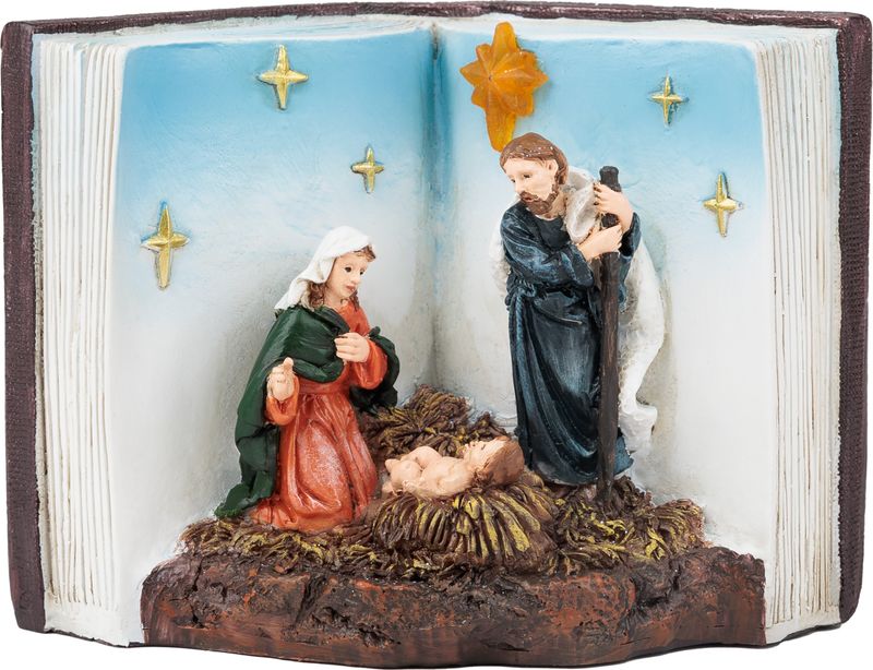 MagicHome Weihnachtsdekoration, Krippe im Buch, LED, Innenbereich, 13,5x8x9,5 cm