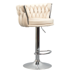 Designer Barhocker, beige Samtstoff/Chrom, BRIN (akce)