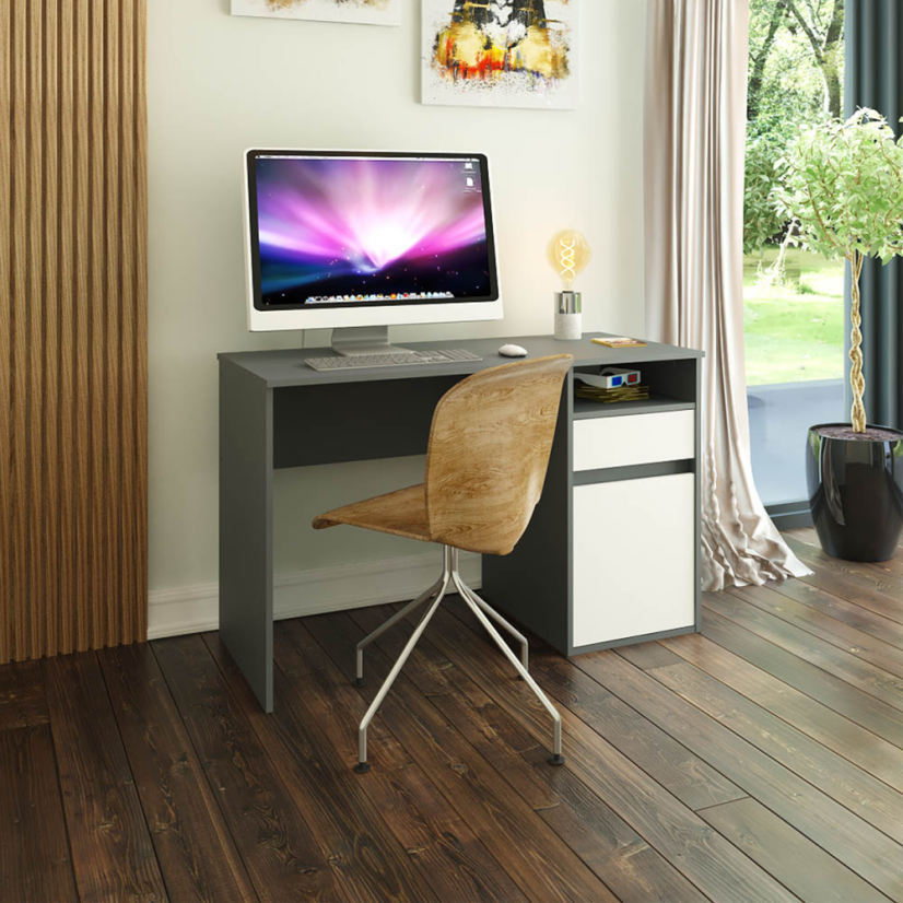 PC-Tisch, Graphit/Weiß, BILI NEU
