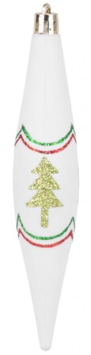 MagicHome Božićni ukrasi, 4 kom, crveno-zeleni, s ukrasom, za božićno drvce, 3x15 cm