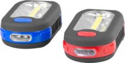 Delovna luč Strend Pro, viseča, LED 200 lm, magnet, s sponko, rdeča/modra, 3x AAA, Sellbox 12 kos
