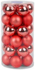 MagicHome karácsonyi labdák, 30 db, 6 cm, piros, mix, karácsonyfára