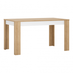 Jedálenský stôl LYOT03, rozkladací, dub riviera/biela, 140-180x85 cm, LEONARDO