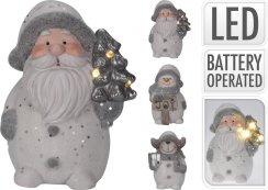 Figurină Moș Crăciun/om de zăpadă/ren LED 12x8,8x15,8 cm amestec ceramic