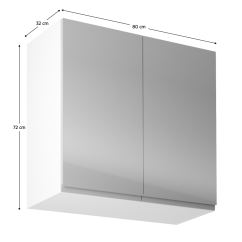 Oberschrank, Weiß/Grau Extra Hochglanz, AURORA G80
