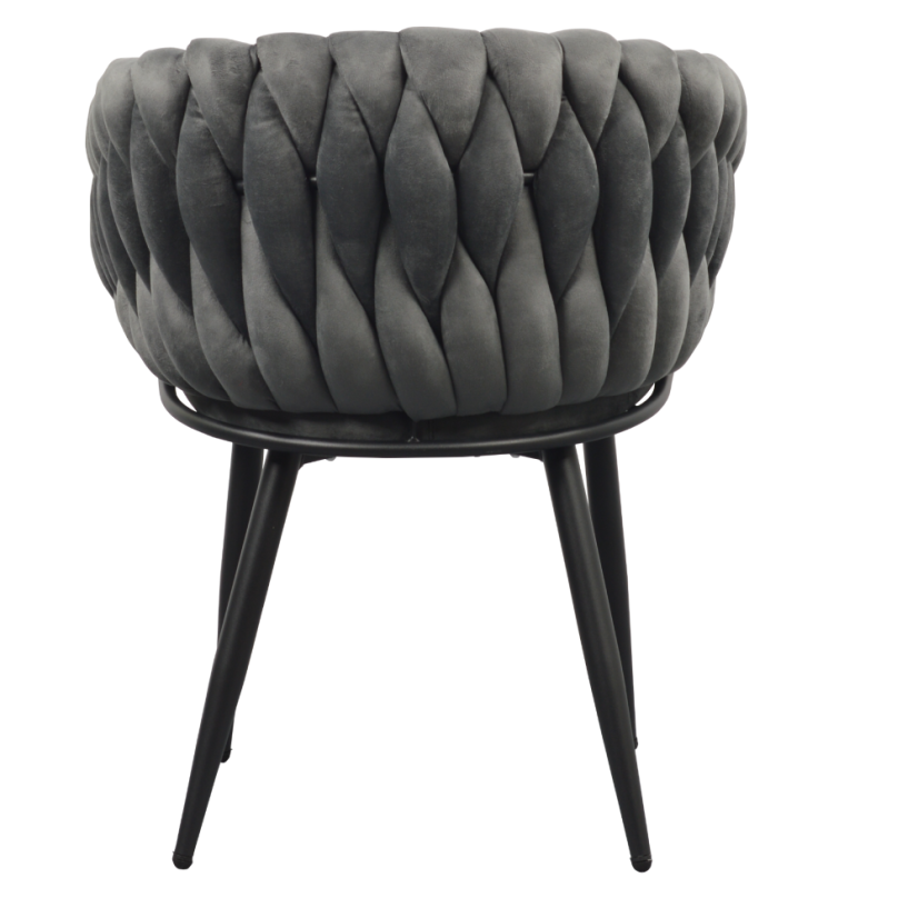 Esszimmerstuhl, dunkelgrauer Samtstoff/schwarz, BLER (akce) (akce)