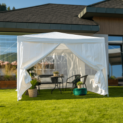 Vrtni šotor za zabave, bel, 3x3 m, TEKNO TIP 1 + 4 stranice