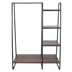 Garderobni organizator/stalak s policama, crna/orah, ROBYN