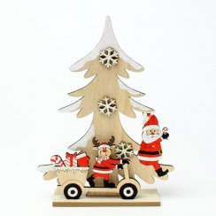 Dekobaum mit Weihnachtsmann 16,5x4,5x22,5 cm Holz