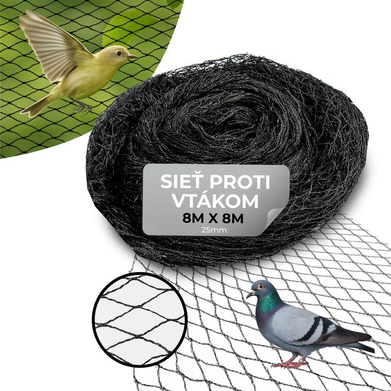 Netz A1205 08x08 m, Maschenweite 25 mm, gegen Vögel, PE (akce)