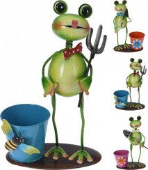 Figur Frosch mit Blumentopf 18x14x30 cm Mix
