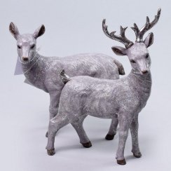Postavička jelen/srna 16x7,5x24,5 cm polyrezin šedý mix