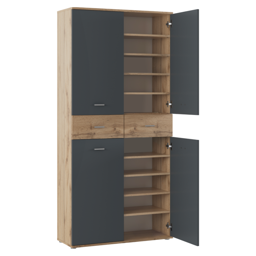 Schuhschrank/Regal, Graphit/Wotaneiche, VILOT