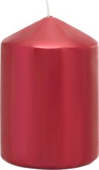 MagicHome Weihnachtskerze, 7x10 cm, zylindrisch, rot, Metallic-Effekt