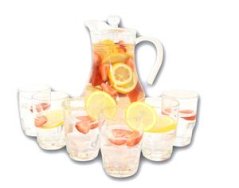 Džbán 1,8 l + 6x pohár 270 ml do 50°C ROC hrube sklo