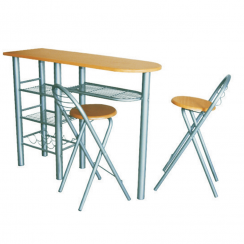 Komplet barový stôl + 2 stoličky, buk, 120x40 cm, BOXER