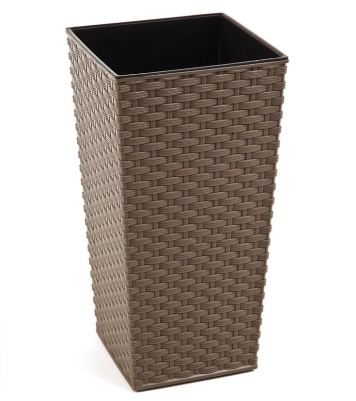 Blumentopf UH 250x250 mm FINEZJA braun Höhe 460 mm Rattan mit KLC-Einsatz
