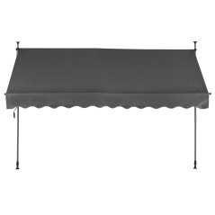 Balkonová slnečná clona 300x120 cm, výškovo nastaviteľná, vodotesná s ručnou kľukou Sivá MultiGarden