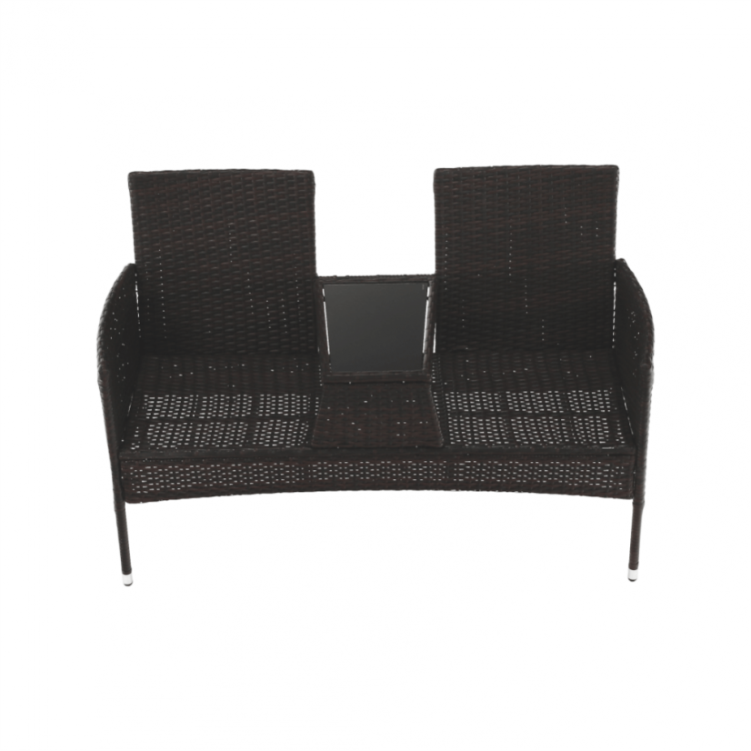 Gartenbank mit Tisch und Kissen, braun/creme, LALIT
