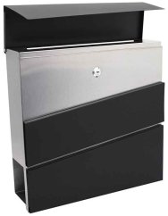 Briefkasten 37x10x37cm, rechteckig schwarz und silber, XL-TOOLS