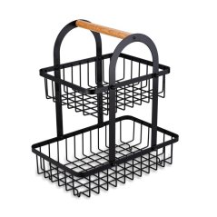 Kosz na owoce RAINBOW 27x18,5x31 cm 2-poziomowy czarny