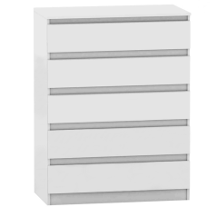 Komoda s 5 predali, bela, HANY NEW 005