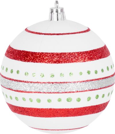 MagicHome Weihnachtskugeln, 14 Stück, rot-weiß, mit Dekoration, für den Weihnachtsbaum, 8 cm - SALE (akce)
