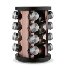 Przyprawy w stojaku BARLOV, stojak obrotowy + 16 przypraw, zestaw miedziany