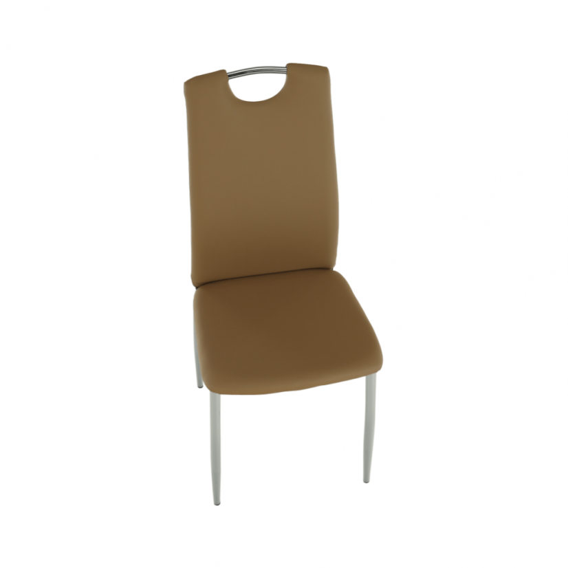 Esszimmerstuhl, Kunstleder beige/chrom, ERVINA