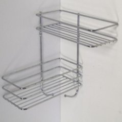 Badezimmerregal 2-stufig + 2 Drahtbügel 26,5x26,5x31 cm