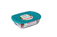 Cutie pentru alimente cu capac dreptunghiular, 23x15x7cm, 1,2L, sticlă transparentă PYREX