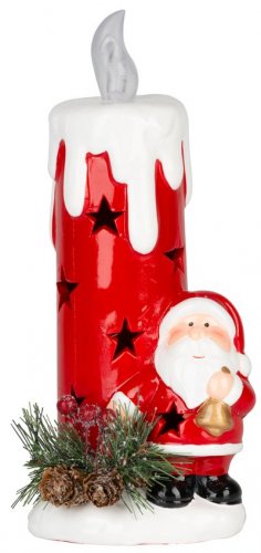 MagicHome Weihnachtsdekoration, Kerze mit Weihnachtsmann, 1xLED, Terrakotta, 9,50x9x21,50 cm