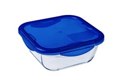 Élelmiszerdoboz zárható fedéllel, négyzet alakú, 16x16x6cm, 0,8L, átlátszó üveg PYREX