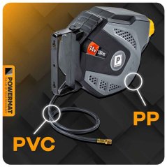 Samonavíjací závesný bubon s hadicou na vzduch, 6,5x10 mm, dĺžka 14 m, POWERMAT