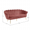 Luxussofa, 3-Sitzer, rosa Samtstoff/Goldchrom, Art-Deco-Stil, NOBLIN