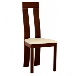 Krzesło drewniane, ekoskóra orzech/beż, DESI
