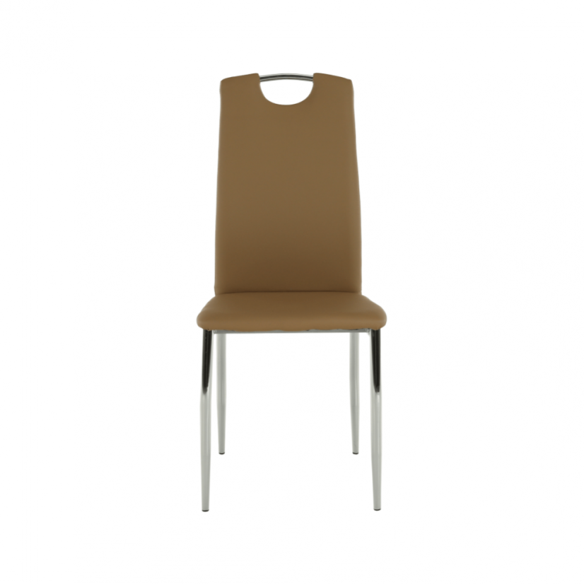 Esszimmerstuhl, Kunstleder beige/chrom, ERVINA