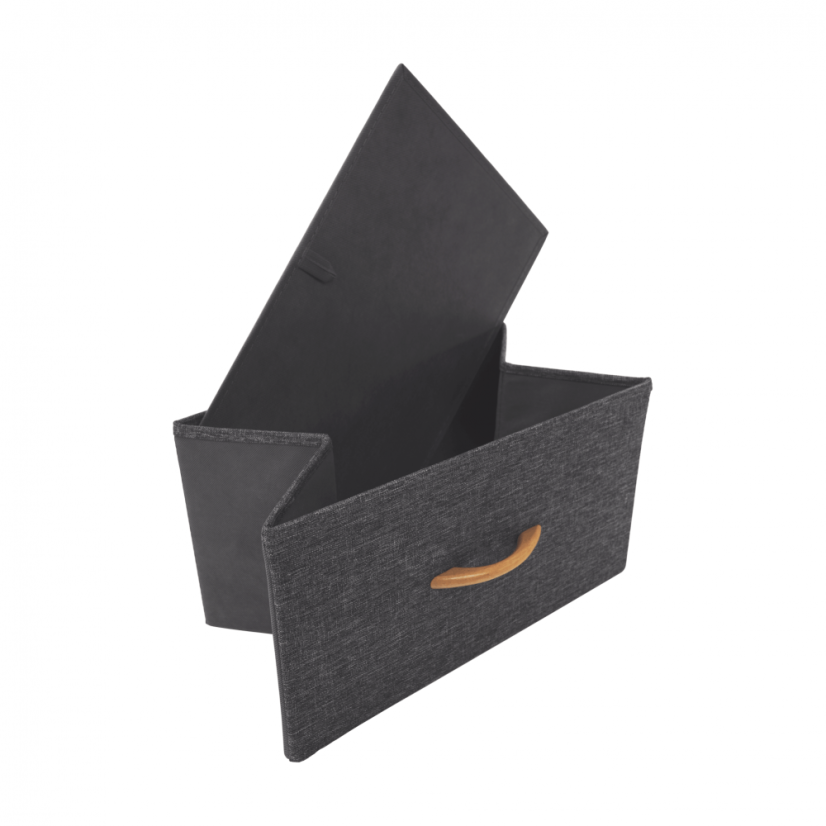 Komoda z szufladami materiałowymi, czarny/ciemnoszary, PALMERA TYP 2 (akce)