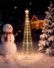Decorațiune MagicHome Crăciun, brad, 190 LED-uri, alb cald, plastic-cupru, 50x180 cm
