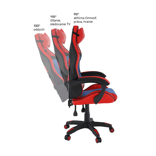 Irodai/gamer szék, kék/piros, SPIDEX