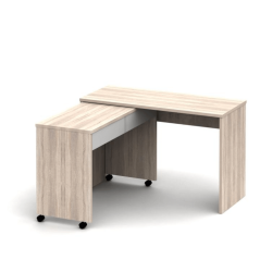 Rozkladací PC stôl so šuplíkmi, dub sonoma/biela, VERSAL NEW