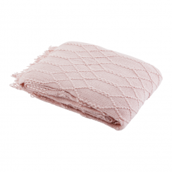 TEMPO-KONDELA SULIA TYPE 2, kötött takaró rojtokkal, világos rózsaszín, 150x200 cm