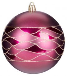 MagicHome božićne kuglice, 4 kom, bordo, mat, s ukrasom, za božićno drvce, 10 cm