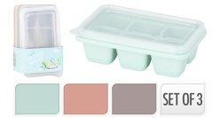 Tavă pentru cuburi de gheață cu capac set de 3 buc12x7x3,5 cm mix