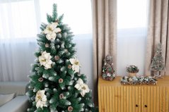 Flower MagicHome Weihnachten, Weihnachtsstern, weiß, Stiel, Blütengröße: 35 cm