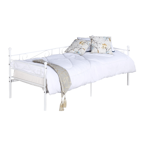 Kovinska sedežna garnitura - enojna postelja, bela, 90x200, ROZALI