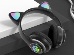 Bezdrôtové slúchadlá bluetooth rádio fm mp3 mačacie uši led podsvietenie